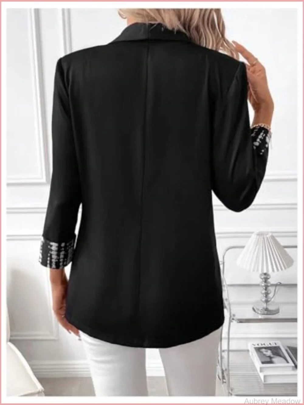 Leopard Print Shawl Collar Blazer 3/4 Sleeve Open Front Casual Jacket